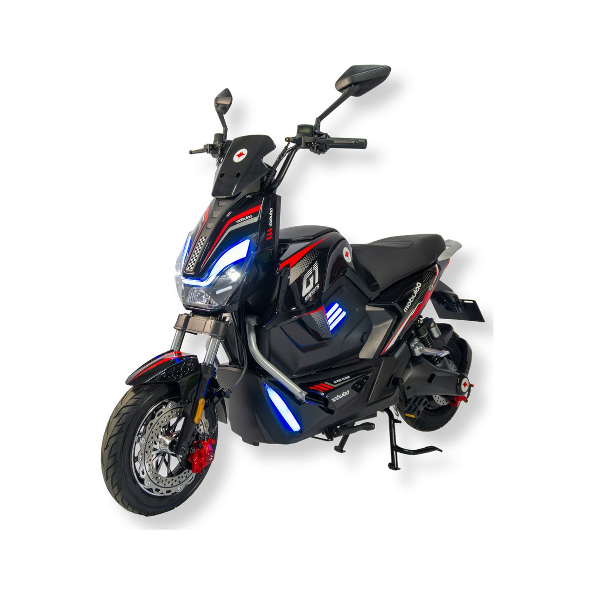 Bicimoto eléctrica Mobulaa Raptor Ultra EB-9C de color negro sobre fondo blanco