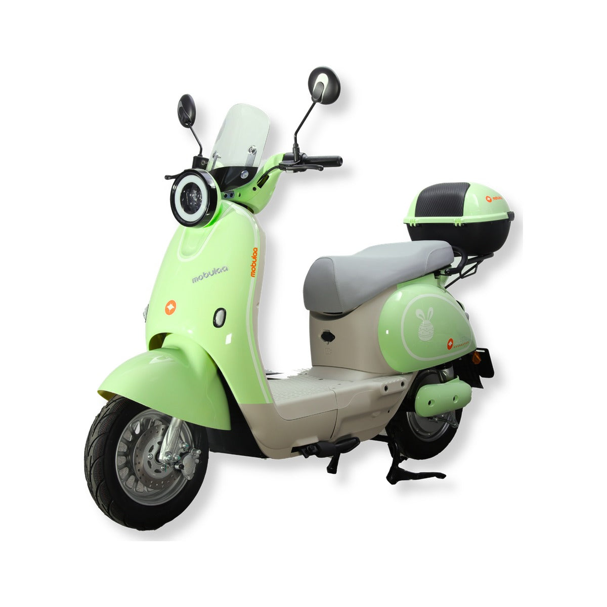 Bicimoto eléctrica Mobulaa Girl 4 Litio en verde pistacho sobre fondo blanco