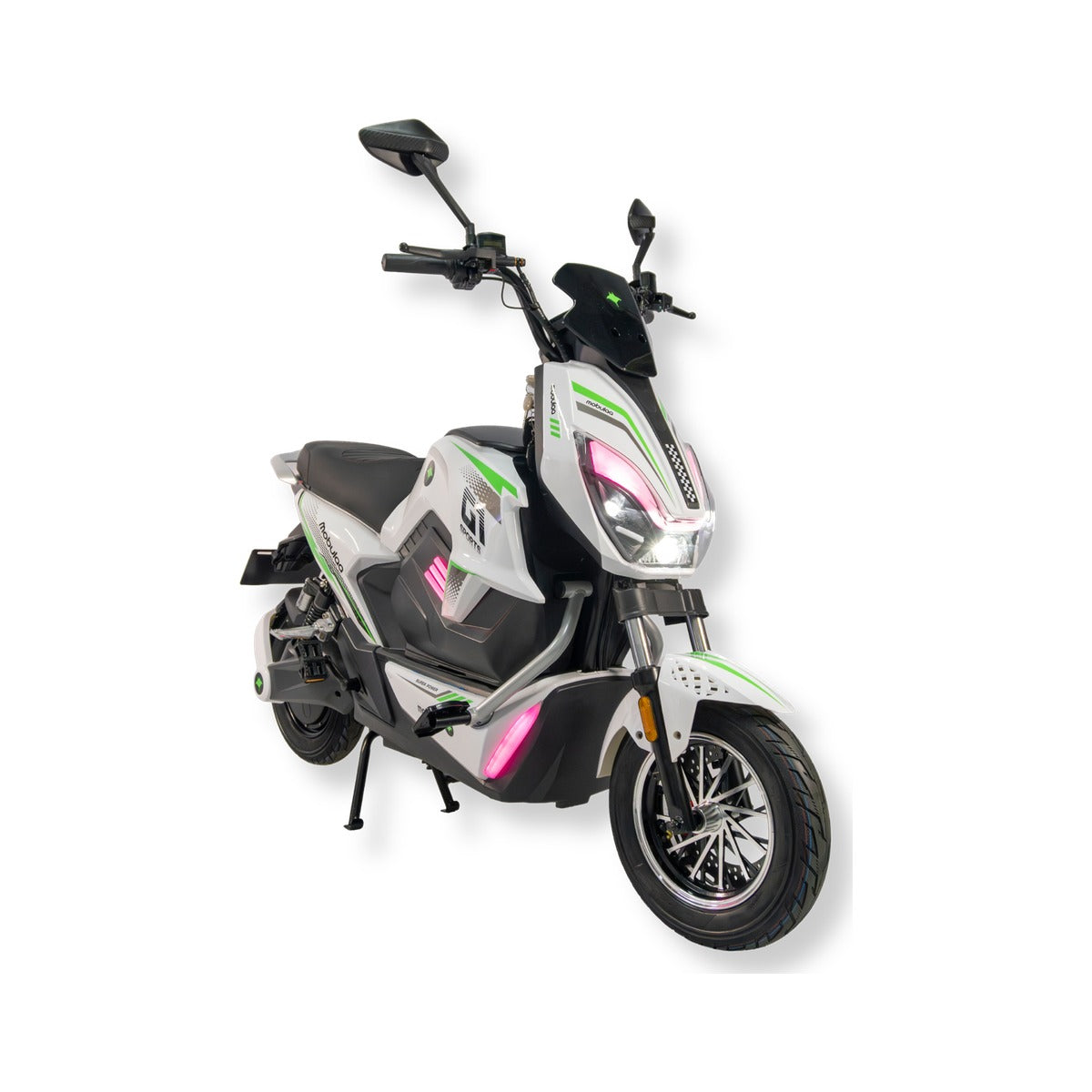 Bicimoto eléctrica Mobulaa Raptor Ultra EB-9C de color blanco sobre fondo blanco