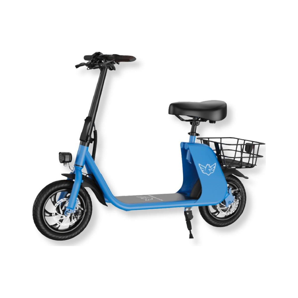 Patineta eléctrica Mobulaa S002 de color azul sobre fondo blanco