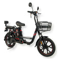 Bicicleta eléctrica MOBULAA Neobike (EB-19) color rojo, vista en tres cuartos delantera del lado derecho, sobre fondo blanco