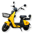 Bicimoto eléctrica MOBULAA EB-6 Amor color amarillo, vista de perfil del lado izquierdo, sobre fondo blanco