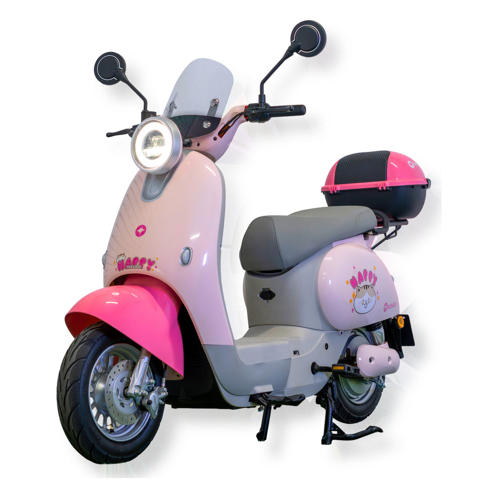 Bicimoto eléctrica MOBULAA Girl 4 Litio, vista en tres cuartos delantera del lado izquierdo, sobre fondo blanco