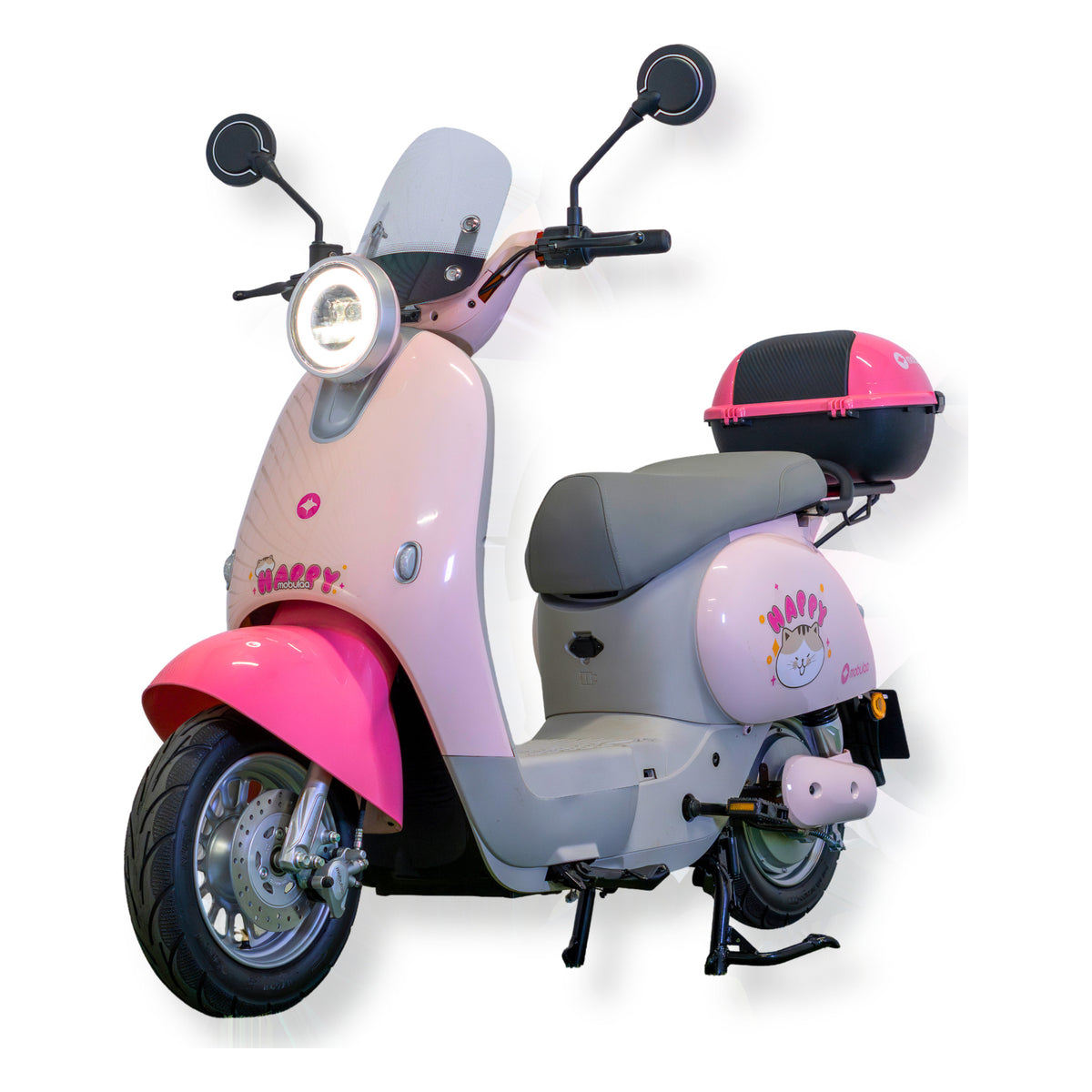 Bicimoto eléctrica MOBULAA Girl 4 Litio, vista en tres cuartos delantera del lado izquierdo, sobre fondo blanco